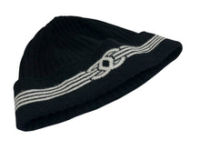 画像をギャラリービューアに読み込む, 極美品 CHANEL シャネル ココマーク ニットキャップ ビーニー ニット帽 カシミヤ コットン ブラック ホワイト 中古 4b008990