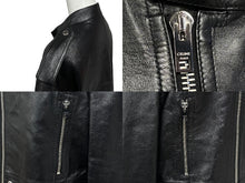 画像をギャラリービューアに読み込む, 極美品 CELINE セリーヌ シングルライダース ジャケット 2EH95619V.38NO イタリア製 ラムレザー ブラック シルバー金具 中古 4b009014