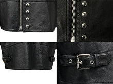 画像をギャラリービューアに読み込む, 極美品 CELINE セリーヌ シングルライダース ジャケット 2EH95619V.38NO イタリア製 ラムレザー ブラック シルバー金具 中古 4b009014