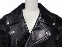 画像をギャラリービューアに読み込む, 極美品 CELINE セリーヌ ダブルライダースジャケット 2EK84132038 NO イタリア製 牛革 ブラック シルバー金具 サイズ56 中古 4b009029