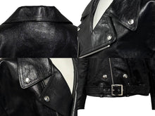 画像をギャラリービューアに読み込む, 極美品 CELINE セリーヌ ダブルライダースジャケット 2EK84132038 NO イタリア製 牛革 ブラック シルバー金具 サイズ56 中古 4b009029