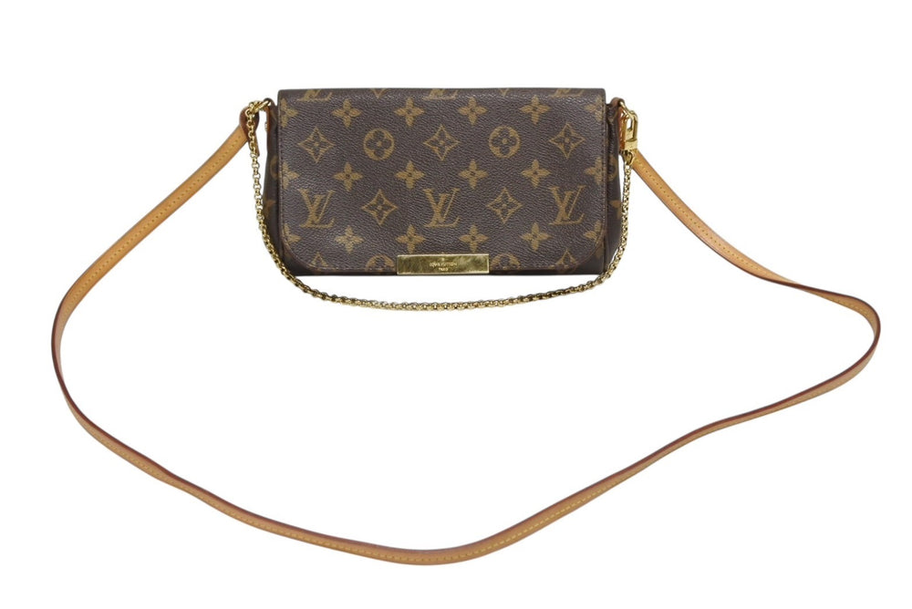 LOUIS VUITTON ルイヴィトン モノグラム フェイボリットPM ショルダーバッグ M40717 ブラウン ゴールド金具 美品 中古 4b009043