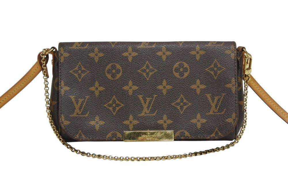 LOUIS VUITTON ルイヴィトン モノグラム フェイボリットPM ショルダーバッグ M40717 ブラウン ゴールド金具 美品 中古 4b009043