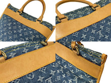 画像をギャラリービューアに読み込む, 極美品 LOUIS VUITTON ルイヴィトン フラットショッパー ハンドバッグ M95018 モノグラム デニム ブルー ゴールド金具 中古 4b009045
