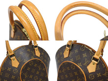 画像をギャラリービューアに読み込む, LOUIS VUITTON ルイヴィトン エリプスPM ハンドバッグ モノグラム M51127 PVC ヌメ革 ブラウン ゴールド金具 美品 中古 4b009046