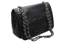 Load image into Gallery viewer, 極美品 CHANEL シャネル Sフラップ Wチェーンショルダーバッグ 15番台 ココマーク キャビアスキン ブラック シルバー金具 中古 4b009055