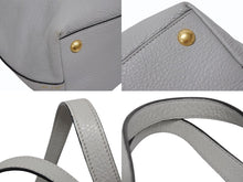 画像をギャラリービューアに読み込む, PRADA プラダ トートバッグ ブランドロゴ 1BG043 ルーマニア製 レザー グレー ゴールド金具 美品 中古 4b009063
