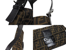 画像をギャラリービューアに読み込む, FENDI フェンディ マンマバケット ワンショルダーバッグ ズッカ柄 キャンバス レザー ブラウン ブラック ガンメタ金具 美品 中古 4b009075