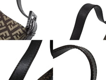 画像をギャラリービューアに読み込む, FENDI フェンディ ズッキーノ ワンショルダーバッグ 8BR036 キャンバス レザー ブラウン ベージュ ブラックメタル金具 美品 中古 4b009076