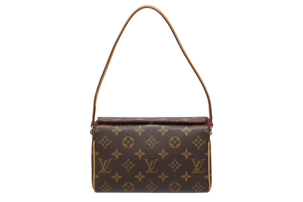 LOUIS VUITTON Recital Handbag M51900 Monogram Canvas Tanned Leather Brown Gold Hardware Good Condition Used 4b009078