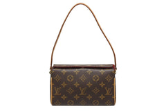 LOUIS VUITTON ルイヴィトン レシタル ハンドバッグ M51900 モノグラムキャンバス ヌメ革 ブラウン ゴールド金具 美品 中古 4b009078