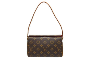 LOUIS VUITTON ルイヴィトン レシタル ハンドバッグ M51900 モノグラムキャンバス ヌメ革 ブラウン ゴールド金具 美品 中古 4b009078