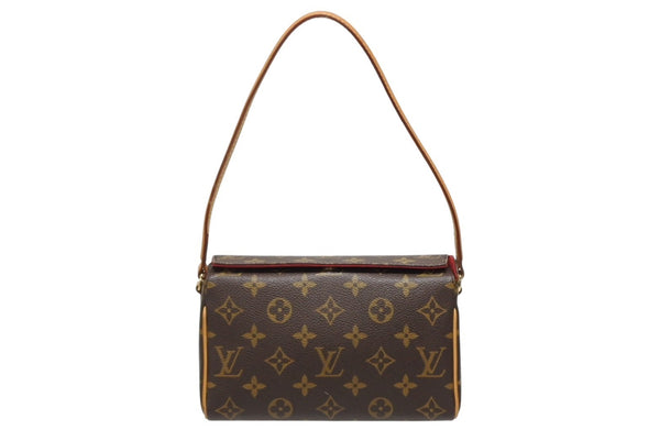 LOUIS VUITTON ルイヴィトン レシタル ハンドバッグ M51900 モノグラムキャンバス ヌメ革 ブラウン ゴールド金具 美品 中古 4b009078