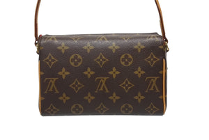 LOUIS VUITTON ルイヴィトン レシタル ハンドバッグ M51900 モノグラムキャンバス ヌメ革 ブラウン ゴールド金具 美品 中古 4b009078