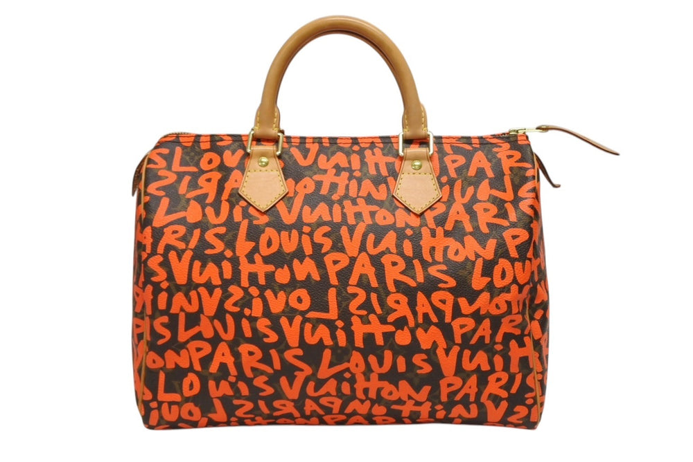 Very Good Condition LOUIS VUITTON Stephen Sprouse Monogram Graffiti Speedy 30 Handbag M93705 Orange Used 4b009092