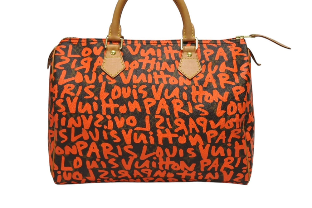 Very Good Condition LOUIS VUITTON Stephen Sprouse Monogram Graffiti Speedy 30 Handbag M93705 Orange Used 4b009092