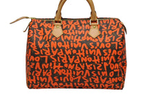 画像をギャラリービューアに読み込む, 極美品 LOUIS VUITTON ルイヴィトン スティーブン スプラウス モノグラム グラフィティ スピーディ30 ハンドバッグ M93705 オランジュ 中古 4b009092
