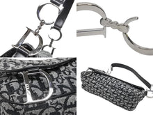 画像をギャラリービューアに読み込む, 極美品 CHRISTIAN DIOR クリスチャンディオール トロッターライン サドルバッグ ワンショルダーバッグ ネイビー シルバー金具 中古 4b009094