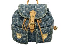 画像をギャラリービューアに読み込む, LOUIS VUITTON ルイヴィトン サックアドGM リュック バックパック M95056 モノグラムデニム ブルー ゴールド金具 美品 中古 4b009096