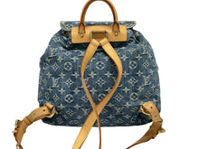 画像をギャラリービューアに読み込む, LOUIS VUITTON ルイヴィトン サックアドGM リュック バックパック M95056 モノグラムデニム ブルー ゴールド金具 美品 中古 4b009096