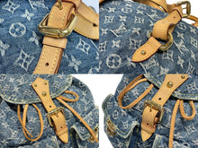 画像をギャラリービューアに読み込む, LOUIS VUITTON ルイヴィトン サックアドGM リュック バックパック M95056 モノグラムデニム ブルー ゴールド金具 美品 中古 4b009096
