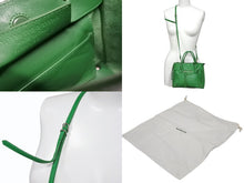 画像をギャラリービューアに読み込む, BALENCIAGA バレンシアガ ペーパーミニ 2WAYハンドバッグ 357333 イタリア製 レザー グリーン シルバー金具 美品 中古 4b009101