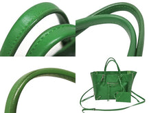 画像をギャラリービューアに読み込む, BALENCIAGA バレンシアガ ペーパーミニ 2WAYハンドバッグ 357333 イタリア製 レザー グリーン シルバー金具 美品 中古 4b009101