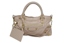 画像をギャラリービューアに読み込む, BALENCIAGA バレンシアガ ジャイアント ファースト 2WAYバッグ 285433 レザー ピンクベージュ ゴールド金具 美品 中古 4b009103