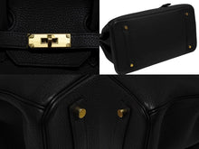 画像をギャラリービューアに読み込む, 新品同様 HERMES エルメス BIRKIN バーキン35 ブラック ゴールド金具 トリヨンクレマンス ハンドバッグ T刻印 中古 4b009106