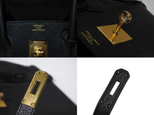 画像をギャラリービューアに読み込む, 新品同様 HERMES エルメス BIRKIN バーキン35 ブラック ゴールド金具 トリヨンクレマンス ハンドバッグ T刻印 中古 4b009106