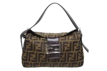 画像をギャラリービューアに読み込む, FENDI フェンディ マンマバケット ワンショルダーバッグ ズッカ柄 キャンバス レザー ブラウン シルバー金具 美品 中古 4b009108