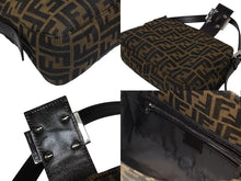 画像をギャラリービューアに読み込む, FENDI フェンディ マンマバケット ワンショルダーバッグ ズッカ柄 キャンバス レザー ブラウン シルバー金具 美品 中古 4b009108