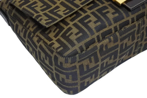 FENDI フェンディ マンマバケット ハンドバッグ 26425 ズッカ柄 ブラウン レザー キャンバス ゴールド金具 美品 中古 4b009109
