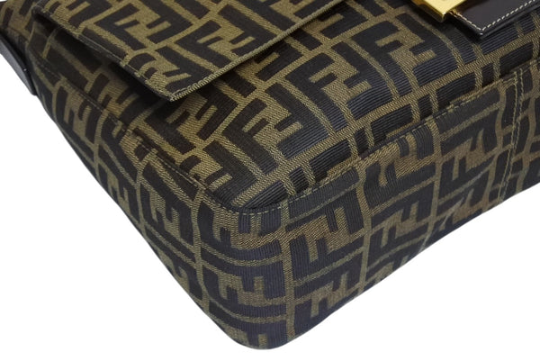 FENDI フェンディ マンマバケット ハンドバッグ 26425 ズッカ柄 ブラウン レザー キャンバス ゴールド金具 美品 中古 4b009109