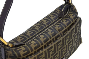 FENDI フェンディ マンマバケット ハンドバッグ 26425 ズッカ柄 ブラウン レザー キャンバス ゴールド金具 美品 中古 4b009109