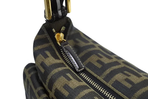 FENDI フェンディ マンマバケット ハンドバッグ 26425 ズッカ柄 ブラウン レザー キャンバス ゴールド金具 美品 中古 4b009109