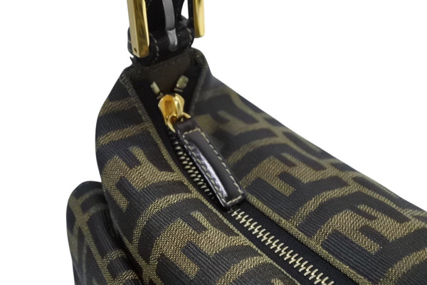 FENDI フェンディ マンマバケット ハンドバッグ 26425 ズッカ柄 ブラウン レザー キャンバス ゴールド金具 美品 中古 4b009109