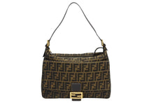 Load image into Gallery viewer, FENDI フェンディ マンマバケット ハンドバッグ 26425 ズッカ柄 ブラウン レザー キャンバス ゴールド金具 美品 中古 4b009109