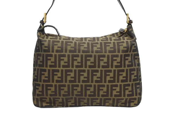 FENDI フェンディ マンマバケット ハンドバッグ 26425 ズッカ柄 ブラウン レザー キャンバス ゴールド金具 美品 中古 4b009109