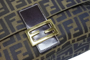 FENDI フェンディ マンマバケット ハンドバッグ 26425 ズッカ柄 ブラウン レザー キャンバス ゴールド金具 美品 中古 4b009109