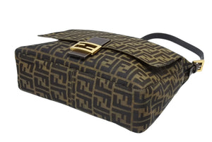 FENDI フェンディ マンマバケット ハンドバッグ 26425 ズッカ柄 ブラウン レザー キャンバス ゴールド金具 美品 中古 4b009109