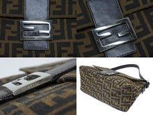 画像をギャラリービューアに読み込む, FENDI フェンディ ズッカ柄 マンマバケット ワンショルダーバッグ 26325 キャンバス レザー ブラウン シルバー金具 美品 中古 4b009110