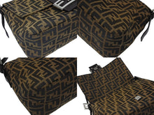 画像をギャラリービューアに読み込む, FENDI フェンディ ズッカ柄 マンマバケット ワンショルダーバッグ 26325 キャンバス レザー ブラウン シルバー金具 美品 中古 4b009110