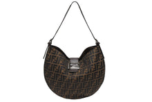 画像をギャラリービューアに読み込む, 極美品 FENDI フェンディ ホーボー ワンショルダーバッグ 26729 ズッカ柄 キャンバス レザー ブラウン シルバー金具 中古 4b009114