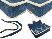 画像をギャラリービューアに読み込む, 極美品 CHANEL シャネル パッチワーク デニム ムートンショルダーバッグ ジャンボ 36cm エジプトライン 28番台 ブルー ゴールド金具 中古 4b009115