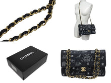 画像をギャラリービューアに読み込む, 極美品 CHANEL シャネル マトラッセ25 Wフラップ チェーンショルダーバッグ 7番台 アイコンプリント ラムスキン ネイビー 中古 4b009119