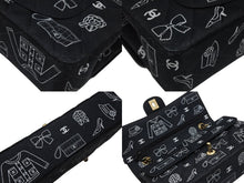 画像をギャラリービューアに読み込む, 極美品 CHANEL シャネル マトラッセ25 Wフラップ チェーンショルダーバッグ 7番台 アイコンプリント ラムスキン ネイビー 中古 4b009119