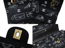 画像をギャラリービューアに読み込む, 極美品 CHANEL シャネル マトラッセ25 Wフラップ チェーンショルダーバッグ 7番台 アイコンプリント ラムスキン ネイビー 中古 4b009119