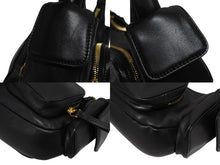 画像をギャラリービューアに読み込む, 極美品 MIUMIU ミュウミュウ ナッパレザー ポケットバッグ ワンショルダーバッグ 5BC146 エンボスロゴ ブラック ゴールド金具 中古 4b009121