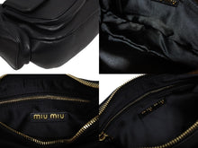 画像をギャラリービューアに読み込む, 極美品 MIUMIU ミュウミュウ ナッパレザー ポケットバッグ ワンショルダーバッグ 5BC146 エンボスロゴ ブラック ゴールド金具 中古 4b009121